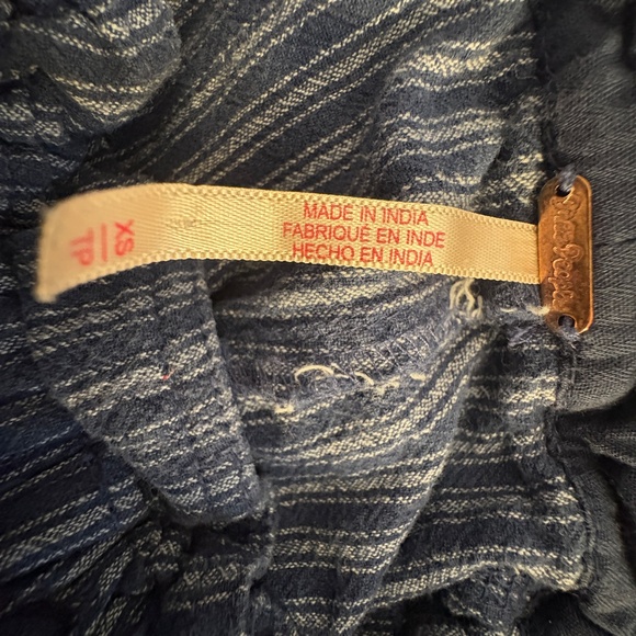 Free People railroad stripe denim ankle pants; tapered; gathered waist; size XS - Picture 5 of 6